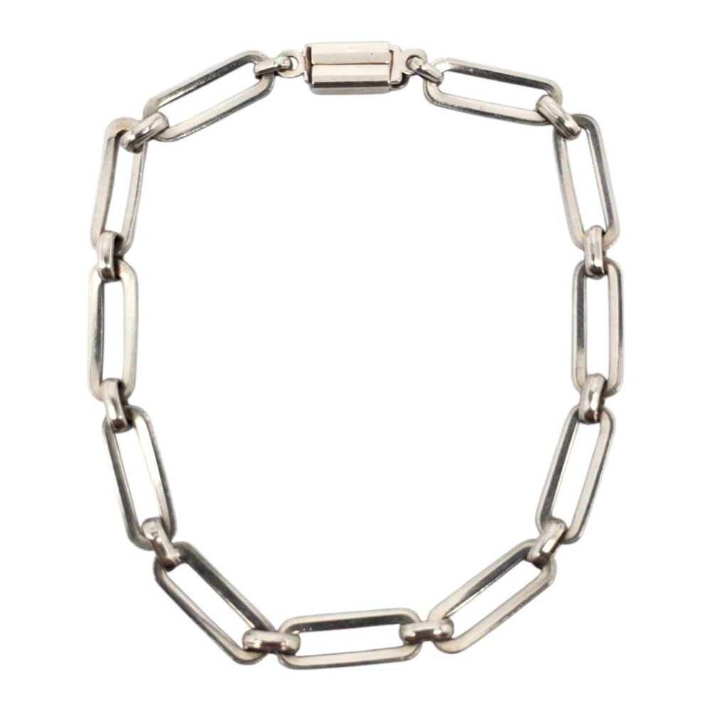 Mexico Sterling Silver Paper Clip Link Bracelet #21200